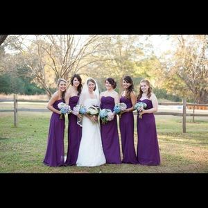 Plum Chiffon Sweetheart shaped Maxi Dress